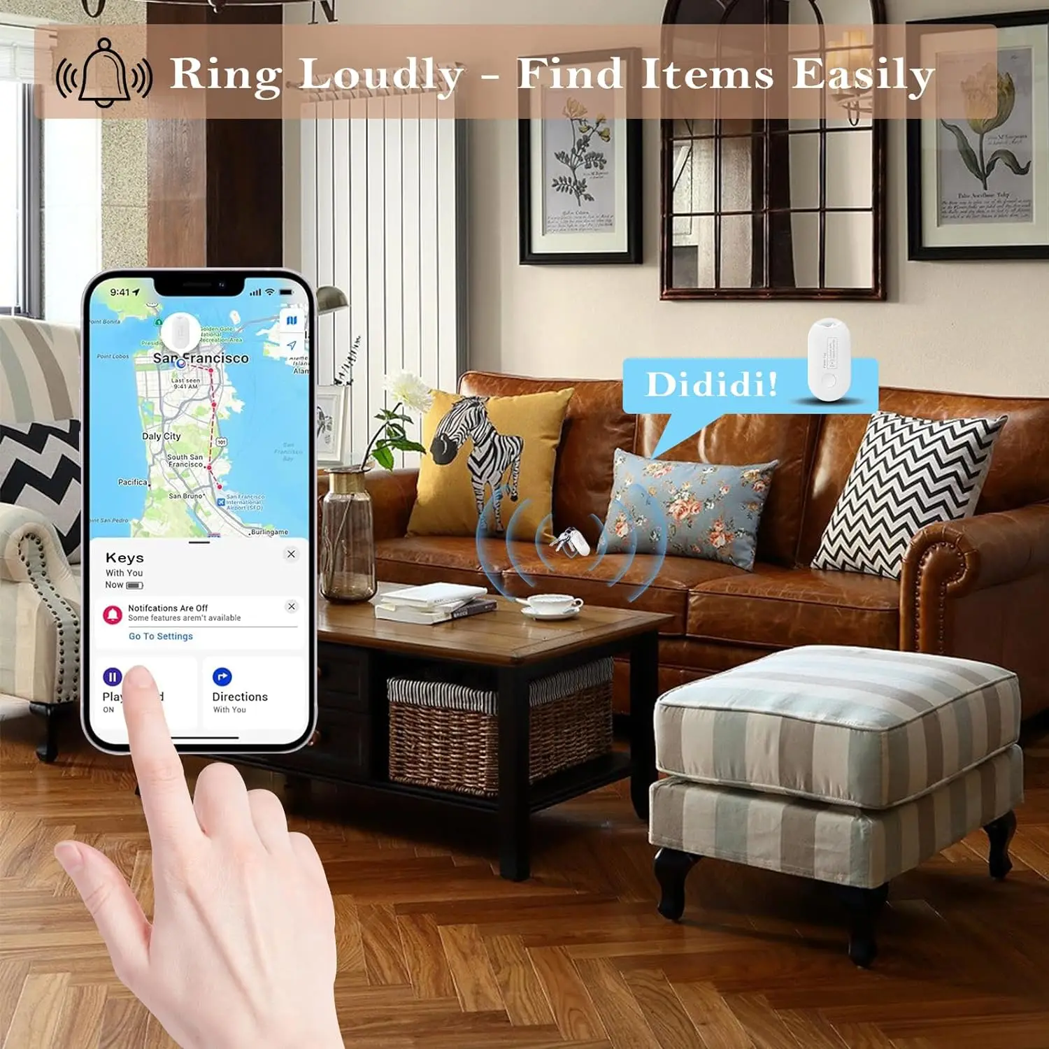 Global GPS Locator Mini Smart Tag Works with iPhone Find My APP Anti Lost Reminder Device Tracker for Car Wallet Key Pet Finder
