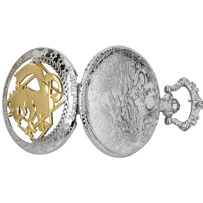 Silver Gold-Tone Fullmetal Alchemist Pocket Watch Pendant Necklace