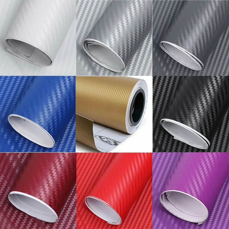 

3D Carbon Fiber Vinyl Car Wrap Sheet Roll Film DIY Car Sticker Decoration Vinyl Colorful Decal Laptop Skin Phone Cover