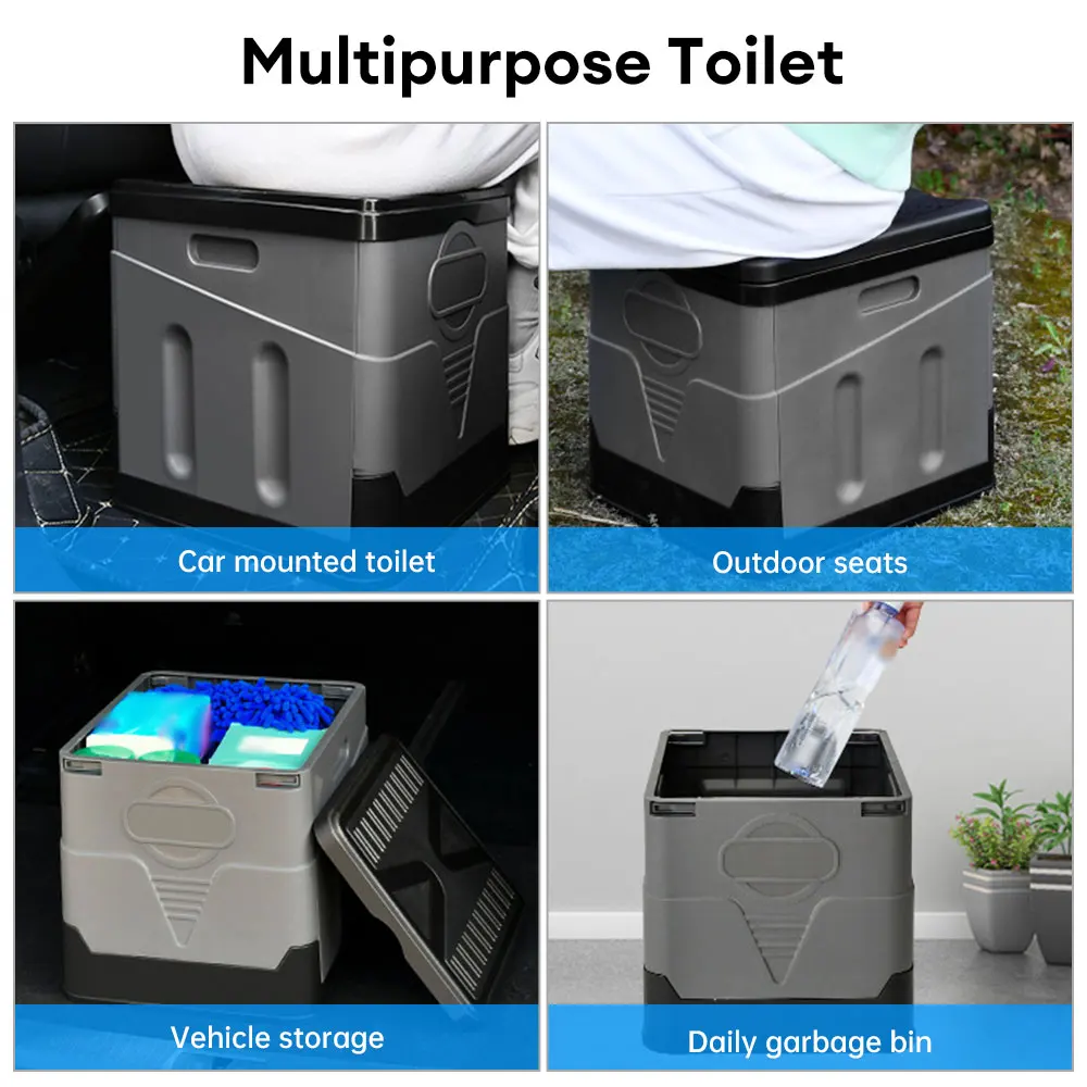 Outdoor Folding Camping Toilet Children's Adults Potty with Cover Reusable Emergency Toilet Picnic Travel Beach Urinatory Basin