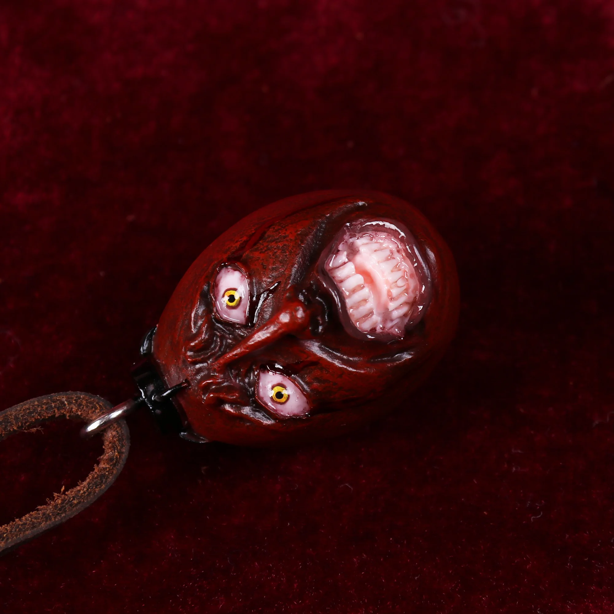 Vol.7 Dark Red Behelit Necklace Eclipse Version Pendant With Leather Rope Anniversary Gift