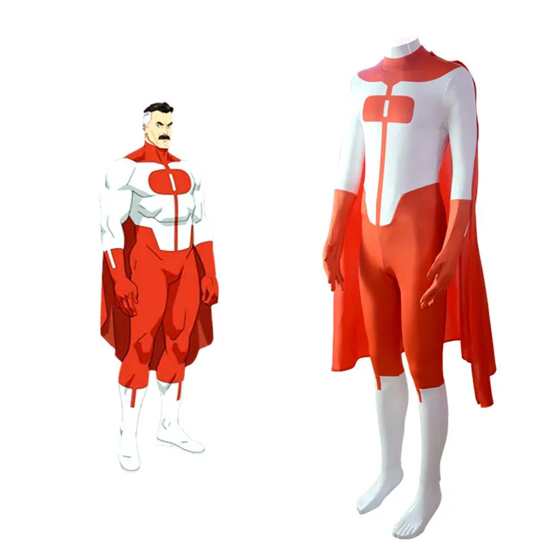 Invincible Mark Grayson Bodysuit with Cape Cosplay Costume for Men (Unofficial)