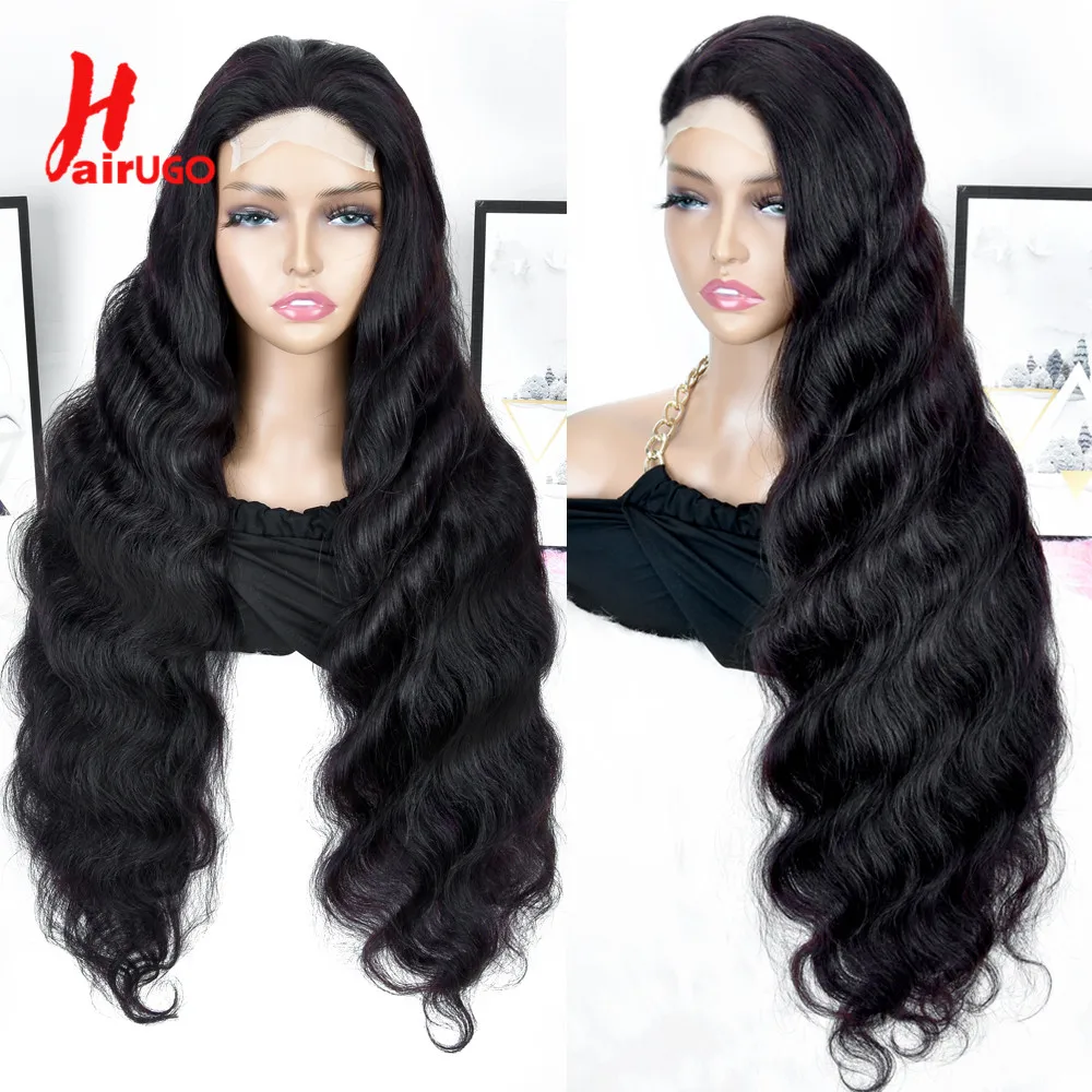 

HairUgo Body Wave 13*1 Lace Human Hair Wigs Peruvian 4x4 Lace Closure Wigs Non-Remy T Part Lace Wigs For Black Women Pre Plucked