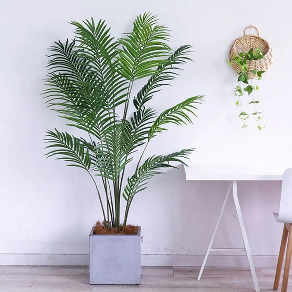 Large Artificial Palm Tree Tropical Fake Plants Green Plastic Palm Leafs Big Monstera Tree Branch For Home Garden Decor