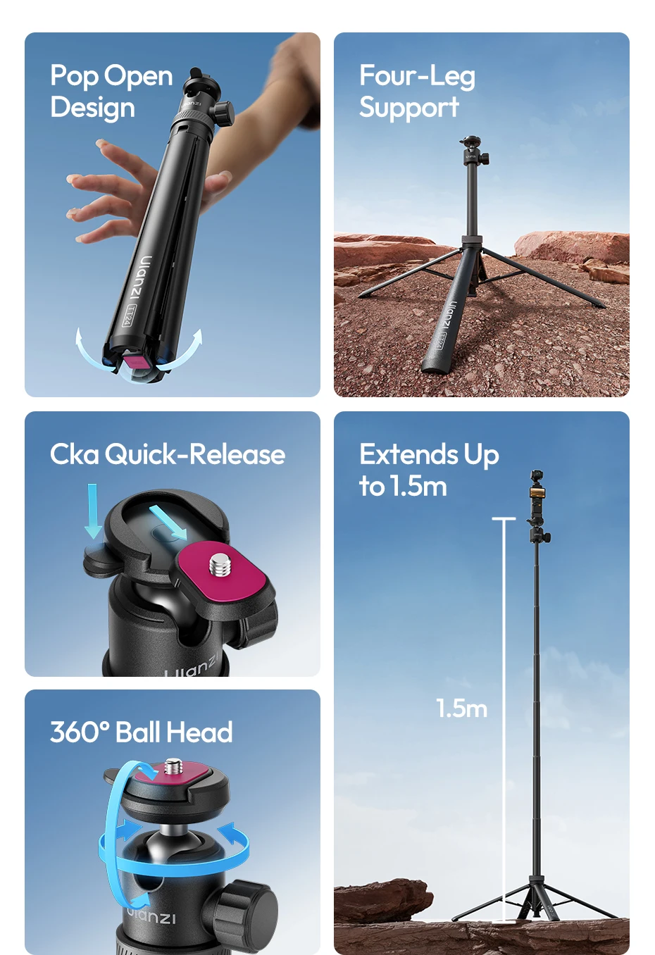  TT24 Cka Quick-Release Selfie Stick Automatic Pop-up Tripod Stand for Smartpho