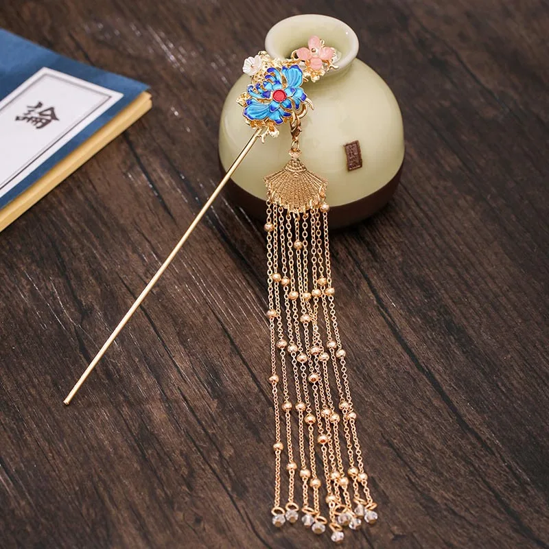 

Retro Flower Decor With Tassel Vintage Tassel Hairpin Hairpin Headdress Jewelry Accessories