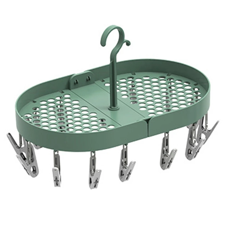 

Clothes Rack Folding No Mark Drying Socks Drying Underwear With Clip Drying Storage Artifact Windproof Clothes Rack