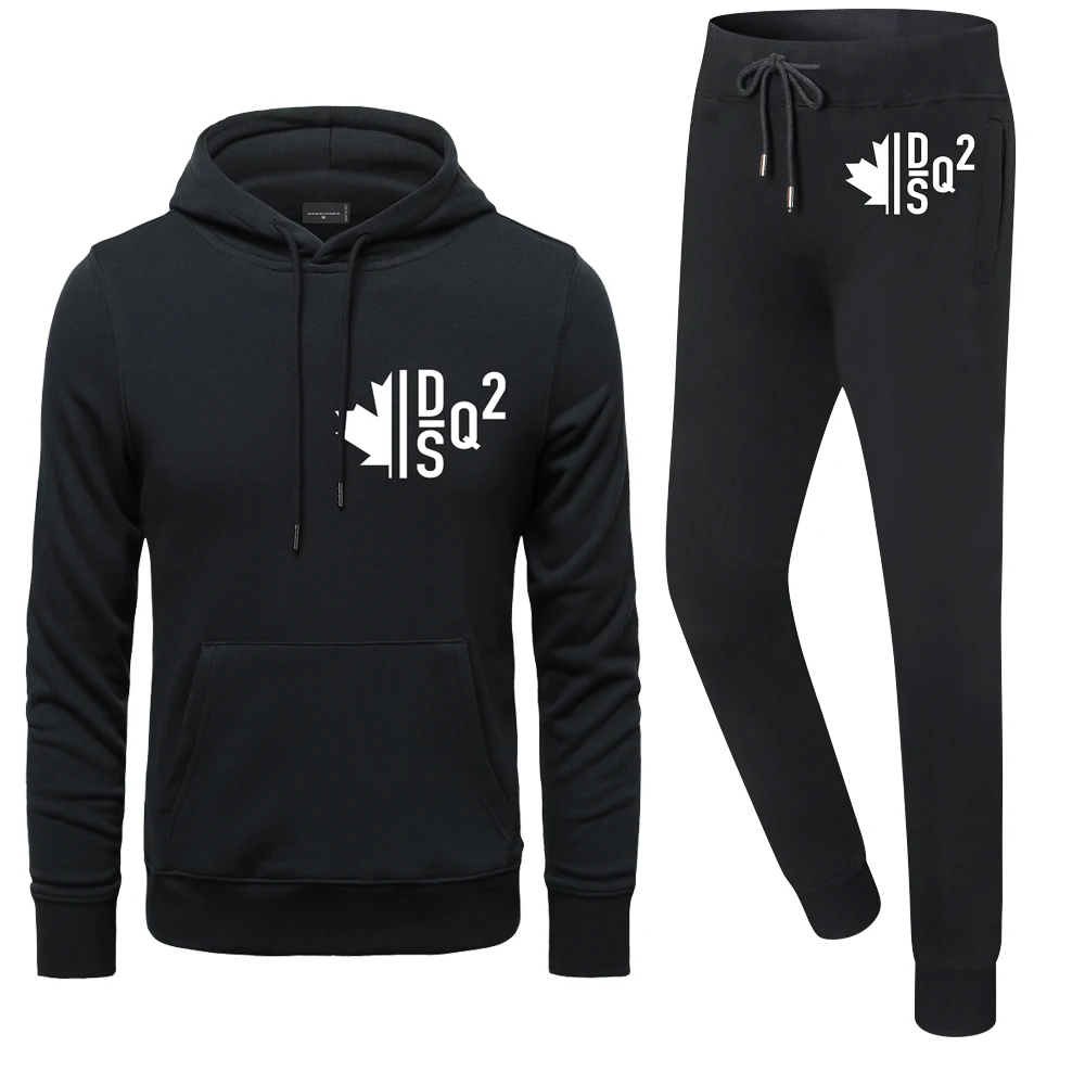 

Mens DSQ2 Spring Autumn Sets ICON Brand Mens Women Casual Sport Jogger Tracksuit Cotton Print Sweatshirt+Sweatpant 2piece Sets