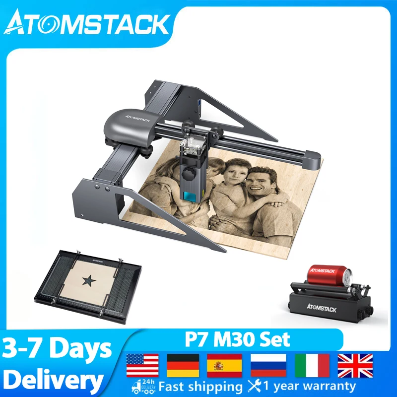 

ATOMSTACK P7 M30 30W Laser Engraver Machine CNC Portable DIY Cutting Engraving Acrylic Wood Stainless Steel Mirror Cut Device