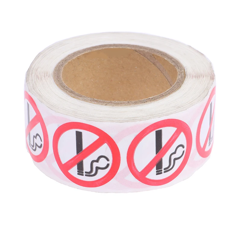 Coated Paper Sticker No Smoking Sticker Sign 1 Roll of 500 Packs 1 Inch/2.5cm