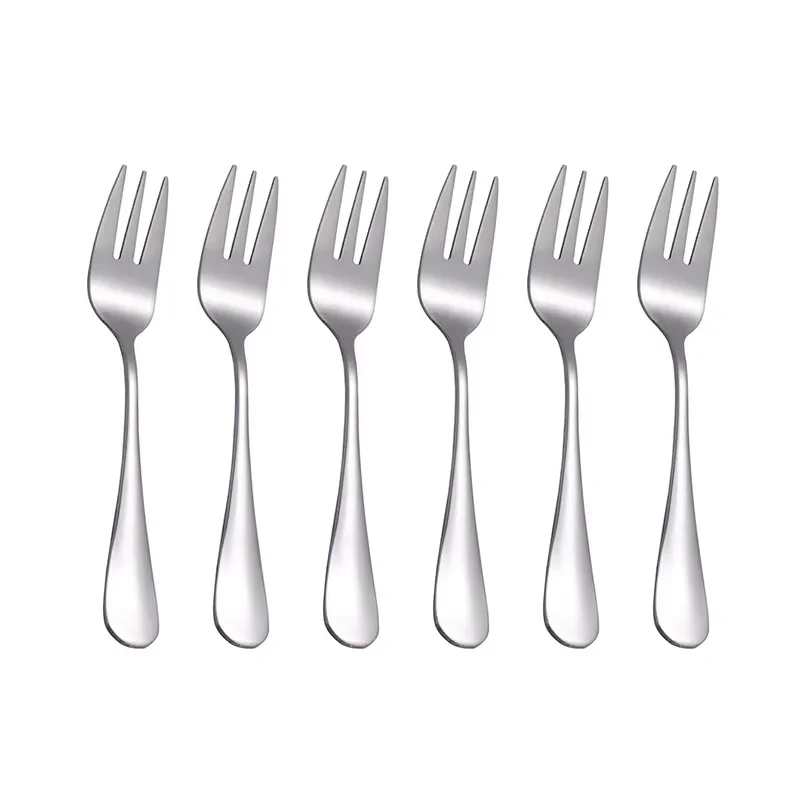 Stainless steel Dessert Fork 6pcs suitable for entertaining guests at home Fruit Fork Birthday Cake Silver Tableware cutlery set western style cutlery set picnic cutlery set stainless steel cutlery set