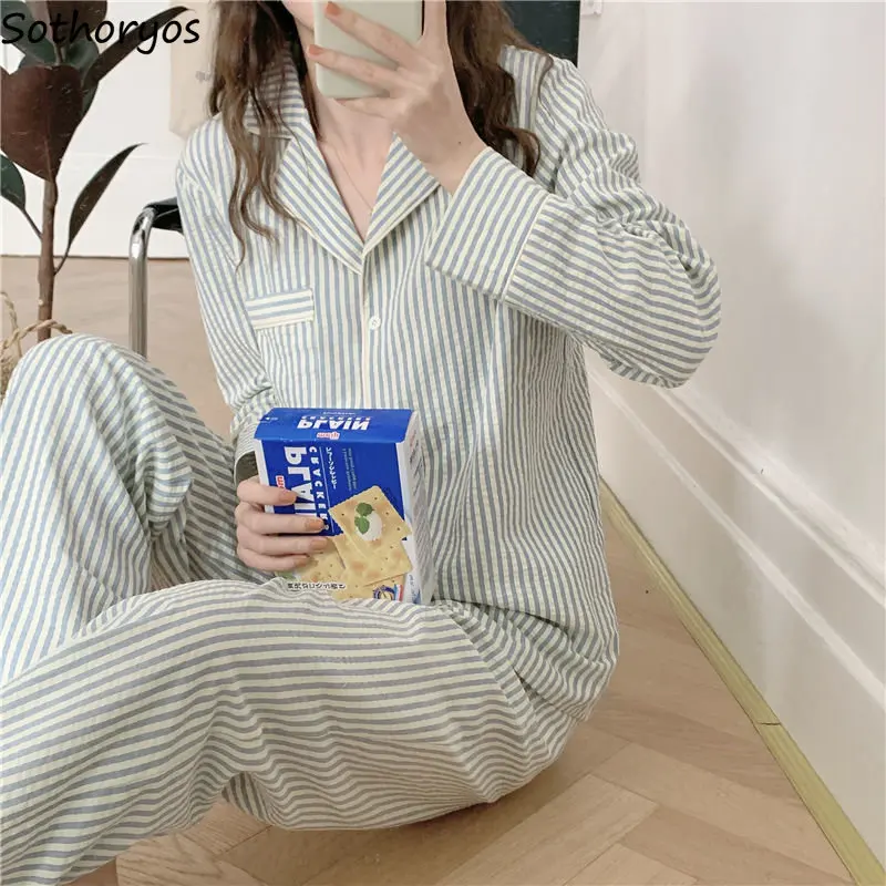 Conjunto De Pijama Largo Para Mujer - 2 Piezas, Suave, Con Bolsillos, Cuello Redondo, Camisa Y Pantalón