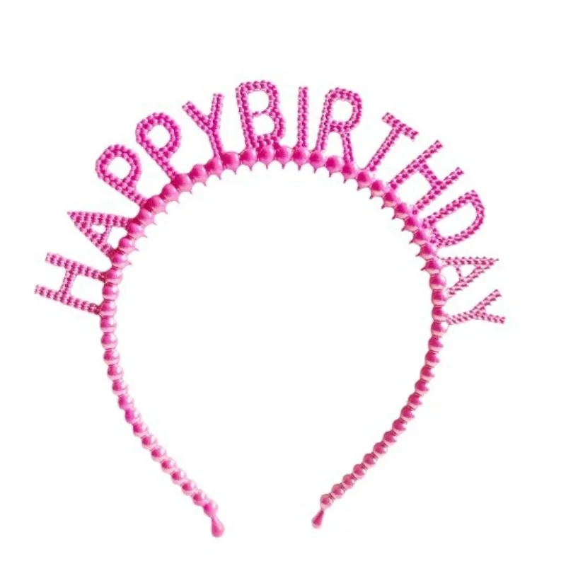 해피 브라이스데이 헤드 밴드 풀 진주 영어 문자 머리띠 어린이 생일 파티 보석 선물 소녀를위한 헤어 액세서리