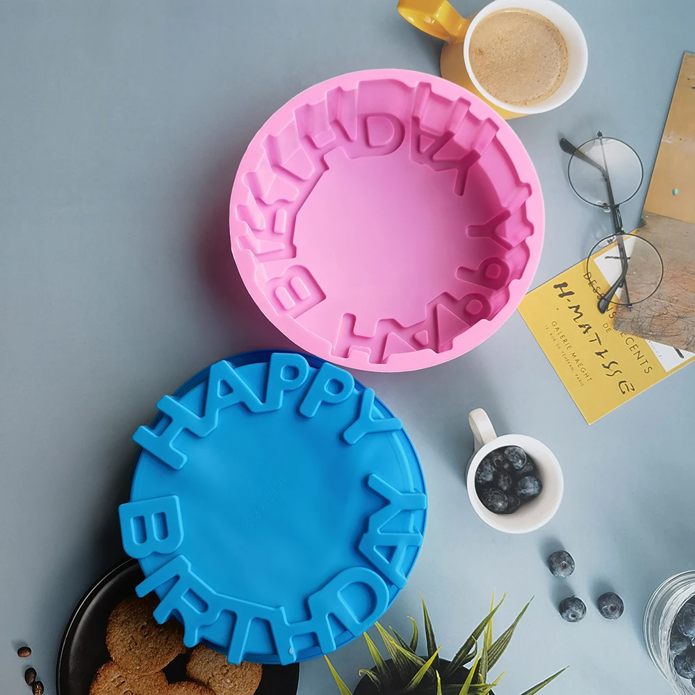 

Circular Birthday Letter Cake Silicone Mold 3D Mousse Handmade Cake Jelly Egg Tart Bread Mold Baking Tool