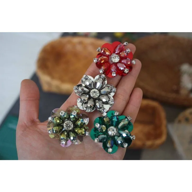 5PCS 새로운 3D 꽃 네일 비즈 스티커 의류 패브릭 스티커 수제 티셔츠 스웨터 신발 장식 패치 액세서리