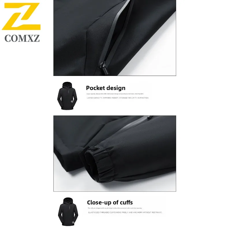 COMXZ Outdoor Adventure Luxury Men Jacket Thick Warm Coat Trio Hooded Design Journey Cold Protection Winter New Apparel