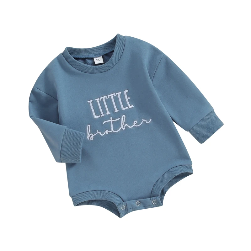 

Baby Boy Spring Rompers Long Sleeve Round Neck Letter Embroidery Bodysuits Newborn Playsuits