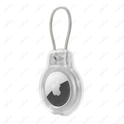 Secure AirTag Holder with Wire Cable for Keys, Pets, and Luggage (Transparent)