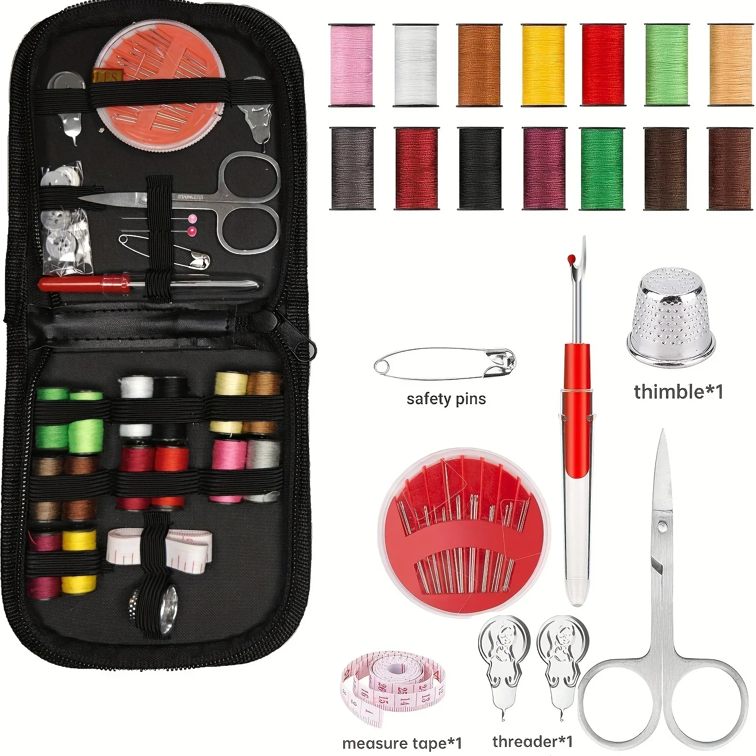 67/128pcs Sewing Kit With Sewing Supplies And Accessories 24-Color Threads, Needle And Thread Kit Products For Small Fixe - 4