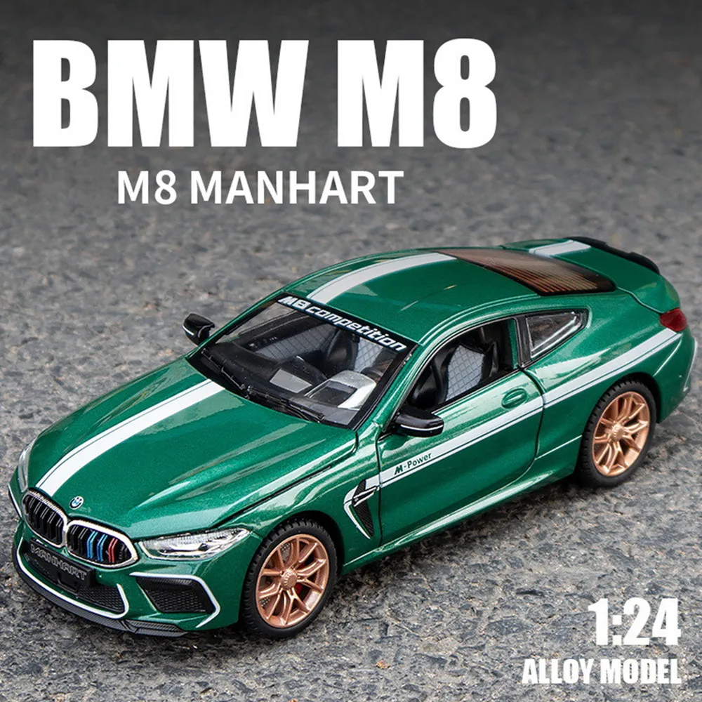 

Simulation 1:24 BMW M8 Alloy Sports Car Model Decoration, Rear-view Mirror Folded, Door Openable, Wheel Steering