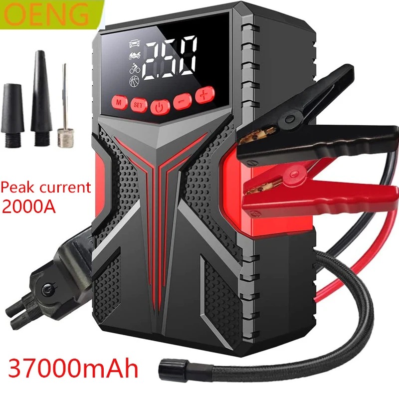 37000mAh Car Emergency Starting Power Supply 12V Charging Battery Backup Gas Charging Pump Integrated Machine Igniter
