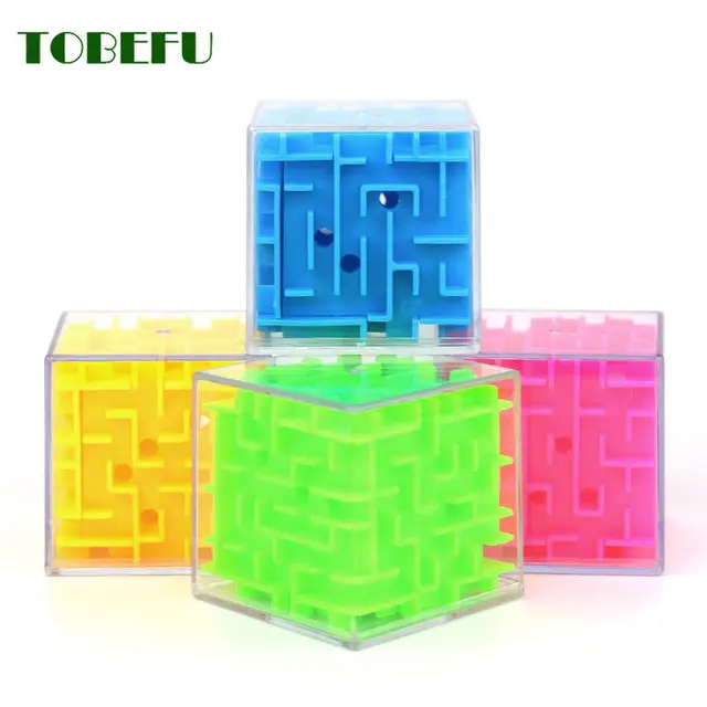 TOBEFU 3D Maze Magic Cube Transparent Six-sided Puzzle Speed Cube Rolling Ball Game Cubos Maze Toys for Children Educational 5