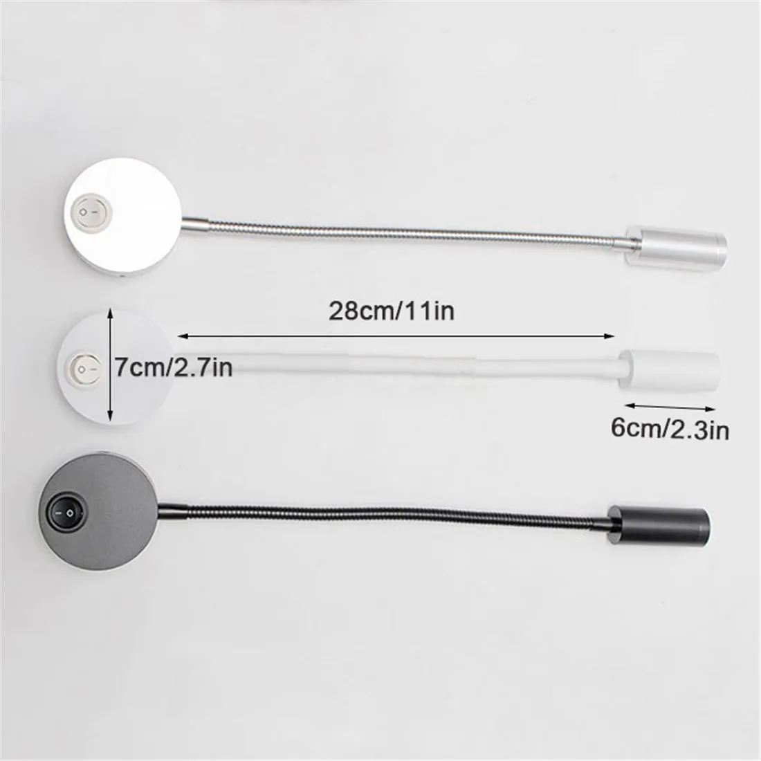 USB Charging Port Black Silver White led Reading Light 3000K 4000K 6000K 3W LED USB Gooseneck Wall Lamp for Hotel Home Bedside 2