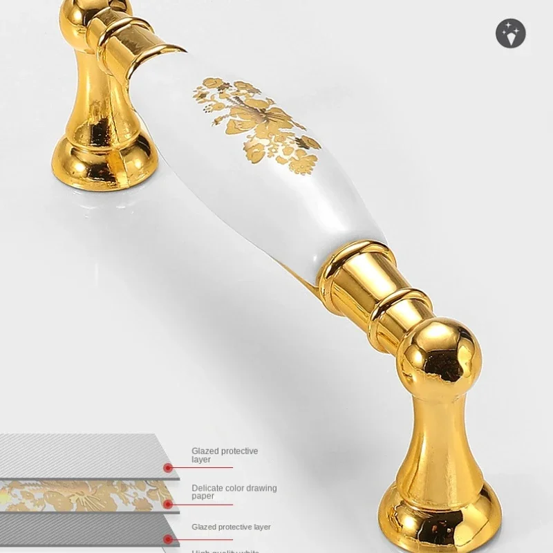 Golden Furniture Ceramic Knob Modern Simple Rose Gold European Single Hole Drawer Cabinet Wardrobe Cupboard Door Handle