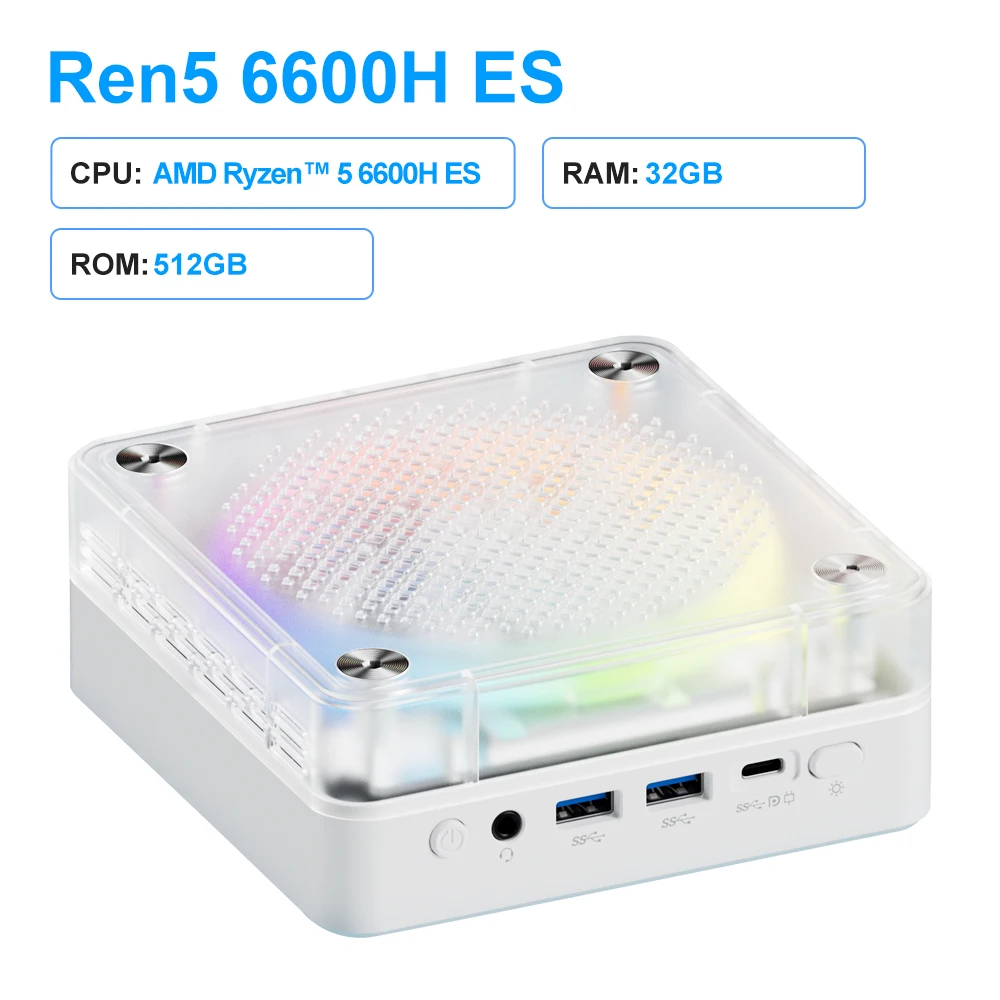 Genmachine New R5 6600H ES Mini PC Windows 11 Ryzen WiFi 6