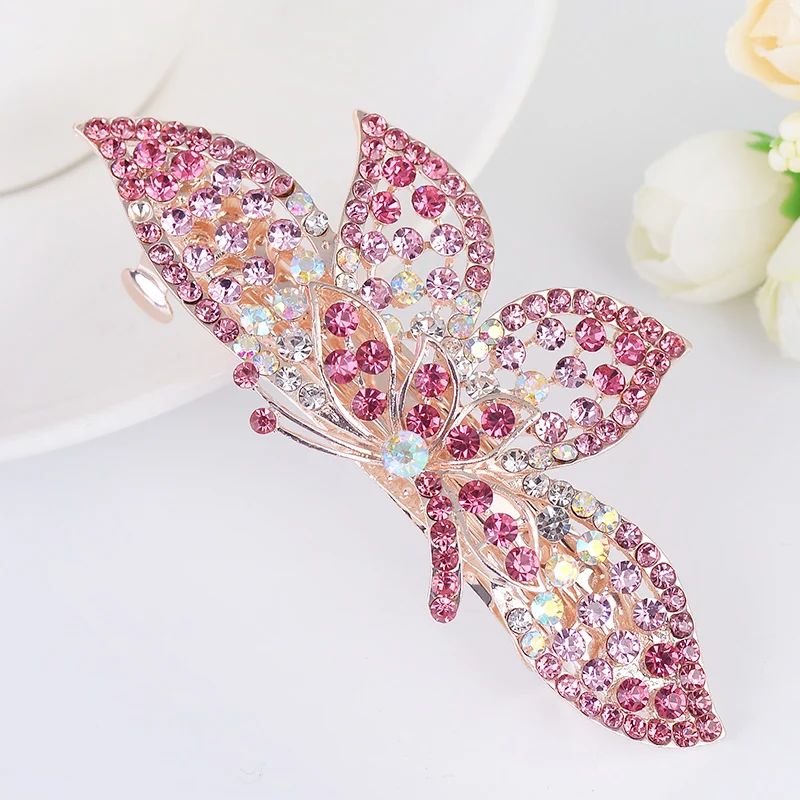 EASYA Red Purple Blue Crystal Butterfly Hairpins Barrettes New Fashion Women Girls Hair Clips Accessories y2k Jewelry Gift