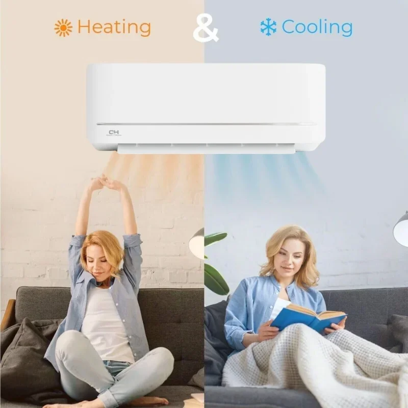 Qwhunter Mia series, mini split air conditioner and heater, 9,000 Btu, 115V,21.5 seer2, wall mount ductless inverter system
