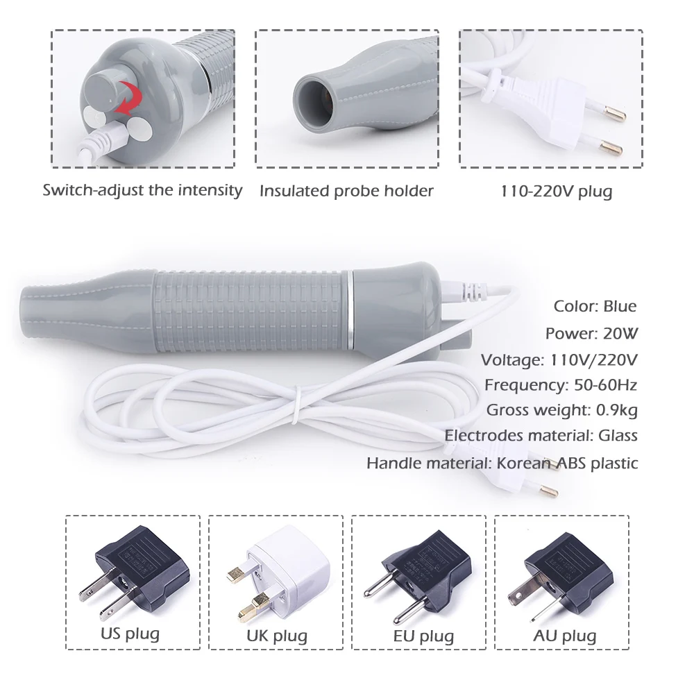 High Frequency Facial Machine for Hair Face Electrotherapy Wand Neon