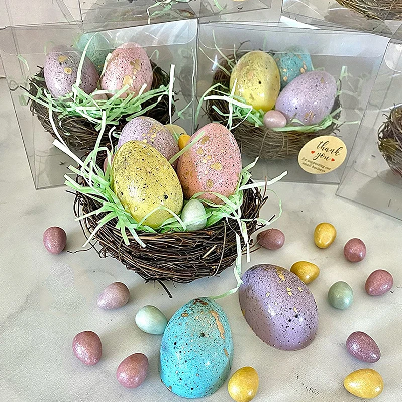 Nature Rattan Bird Nest Easter Decoration Prop for Home and Garden DIY Craft