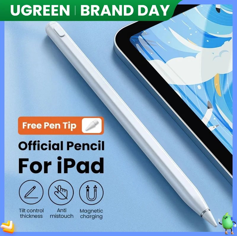 Caneta Stylus Ugreen-magnética para Apple Pencil Carregamento sem Fio Bluetooth Palm Rejeição Tilt Pen para Ipad Pro 12 Air Mini 2023
