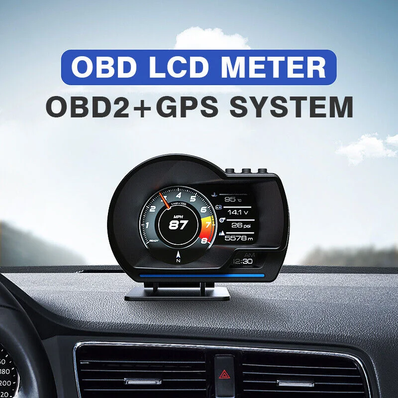 4 HUD OBD2 Affichage Tête Haute HUD GPS 2 Systèmes Jauge