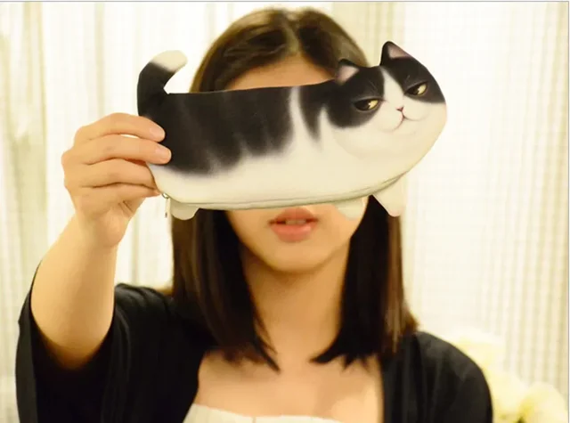 New 3D Simulate Cat Pencil Bag Large Capacity Lovely Cartoon Pen Cases Receive Bags Schoolgirl Cloth Art School Stationery 6