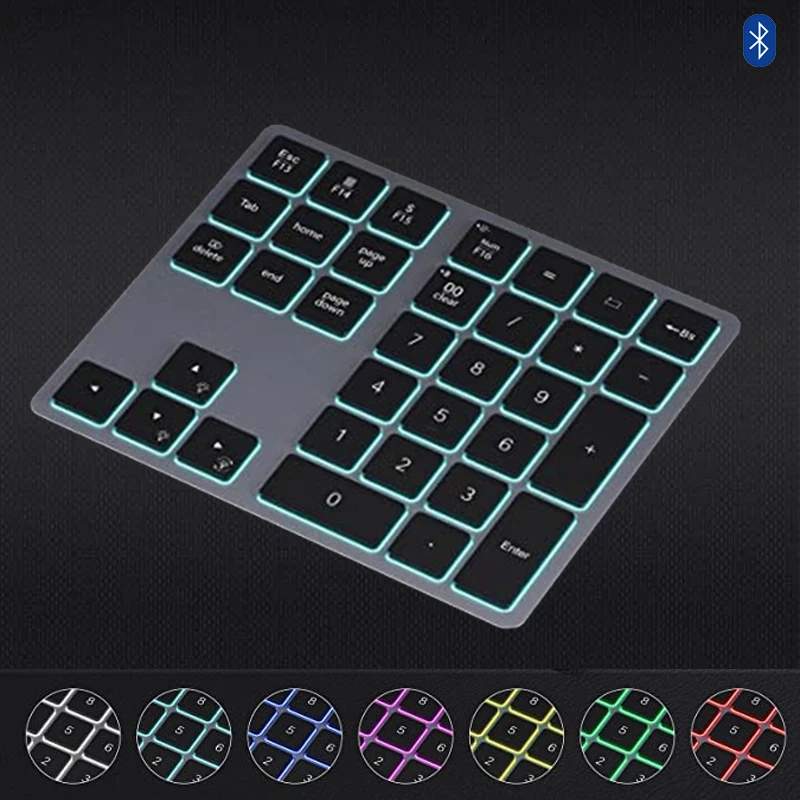Rgb Backlit Numeric Keypad Wireless Bluetooth For Macbook Ipad 34 Keys