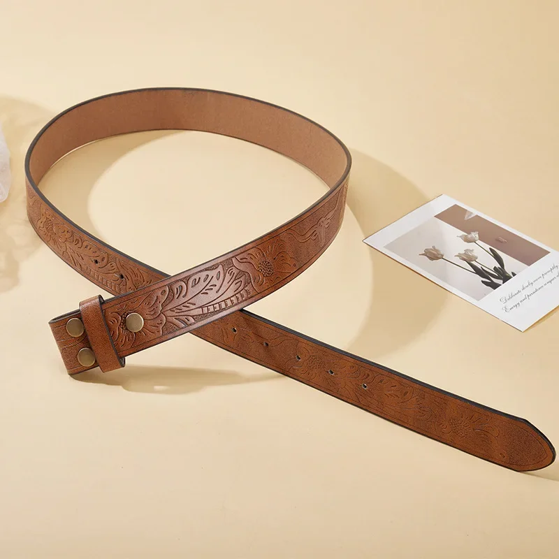 3,8 cm Gürtel ohne Schnalle pu Leder Gürtel Körper kein Schnallen riemen für glatte Schnalle Gürtel hochwertige männliche Gürtel – Detail 5