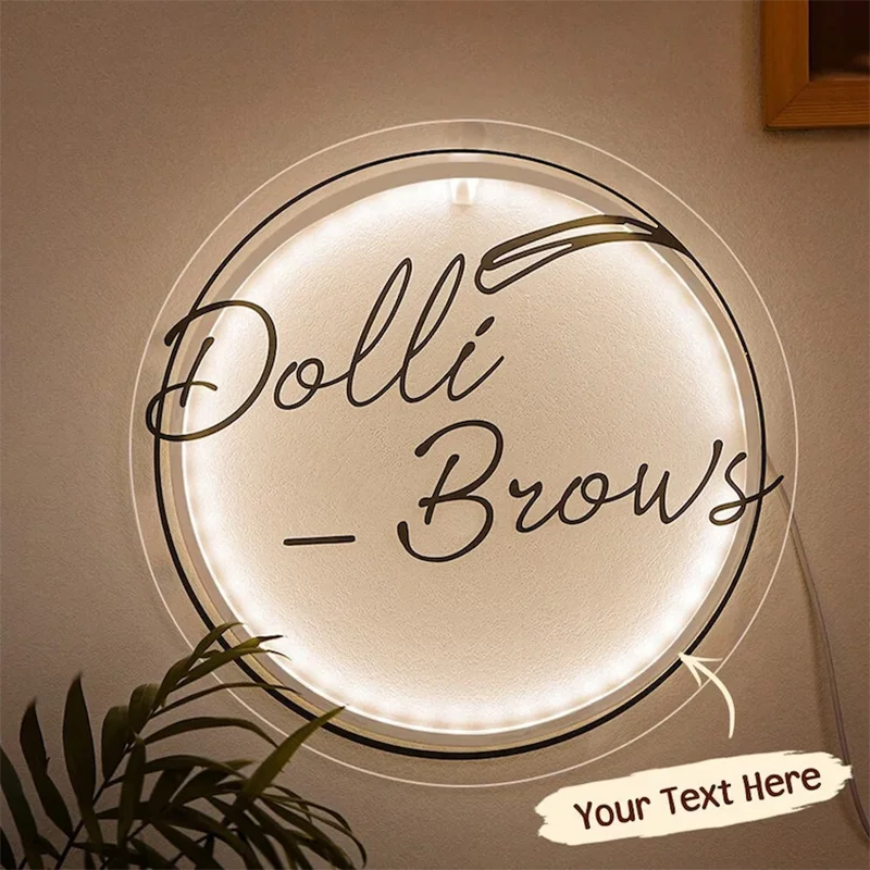 

3D Acrylic Signs Custom Business Logo Beauty Salon Nail Hair Studio Wall Decor Company Name Sign LED Neon Lights