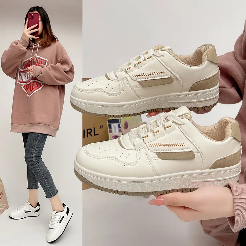 Black Women Shoes 2024 Spring New Korean Version Trendy Thick-soled Versatile Student Sports Shoes Casual Shoes Women Sneakers