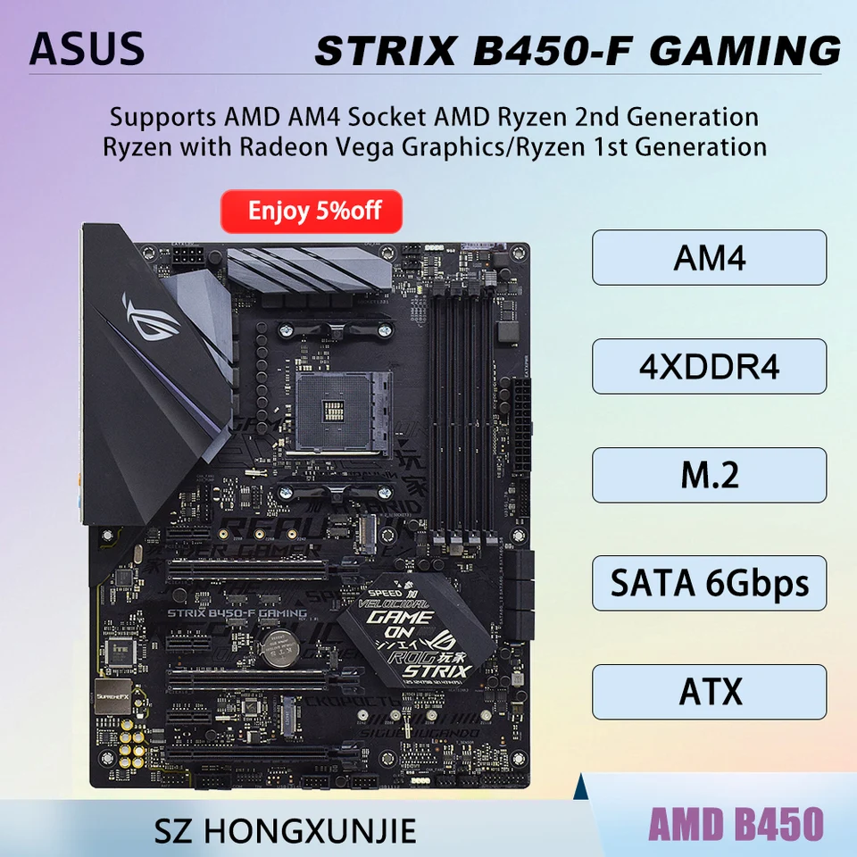 ASUS STRIX B450-F GAMING マザーボード AM4 CPU対応 Ryzen 5 5600