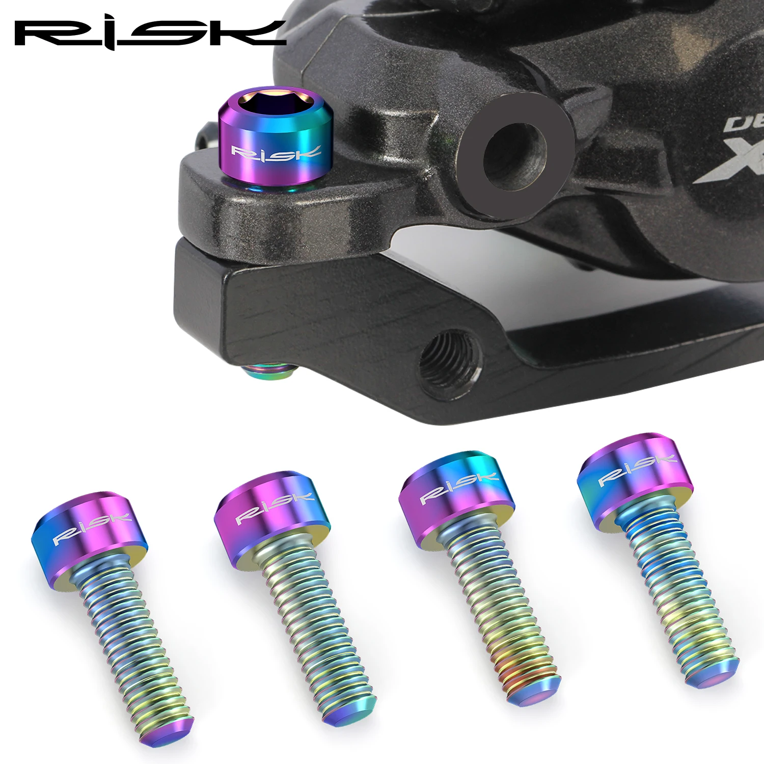 Bicycle Disc Brake Fixed Bolts M6x16/18/20mm with Washer Titanium Mountain Bike Brake Caliper Clamp 4PCS RISK