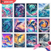 HUACAN Adult Paint By Numbers Dolphin Animal Diy Pictures Draw On Canvas Sea Handmade Art Craft Kits Wall Decor 1