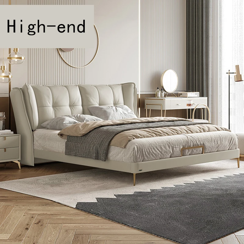 

Cloth Double Bed Italian Modern Simple Soft pack Master Bedroom 1.8m Box Frame Home Furniture Western Style New Arrival