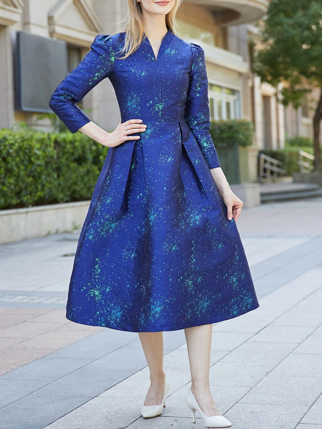 Elegant Women Jacquard Long Maxi Dress Fashion Floral Ladies