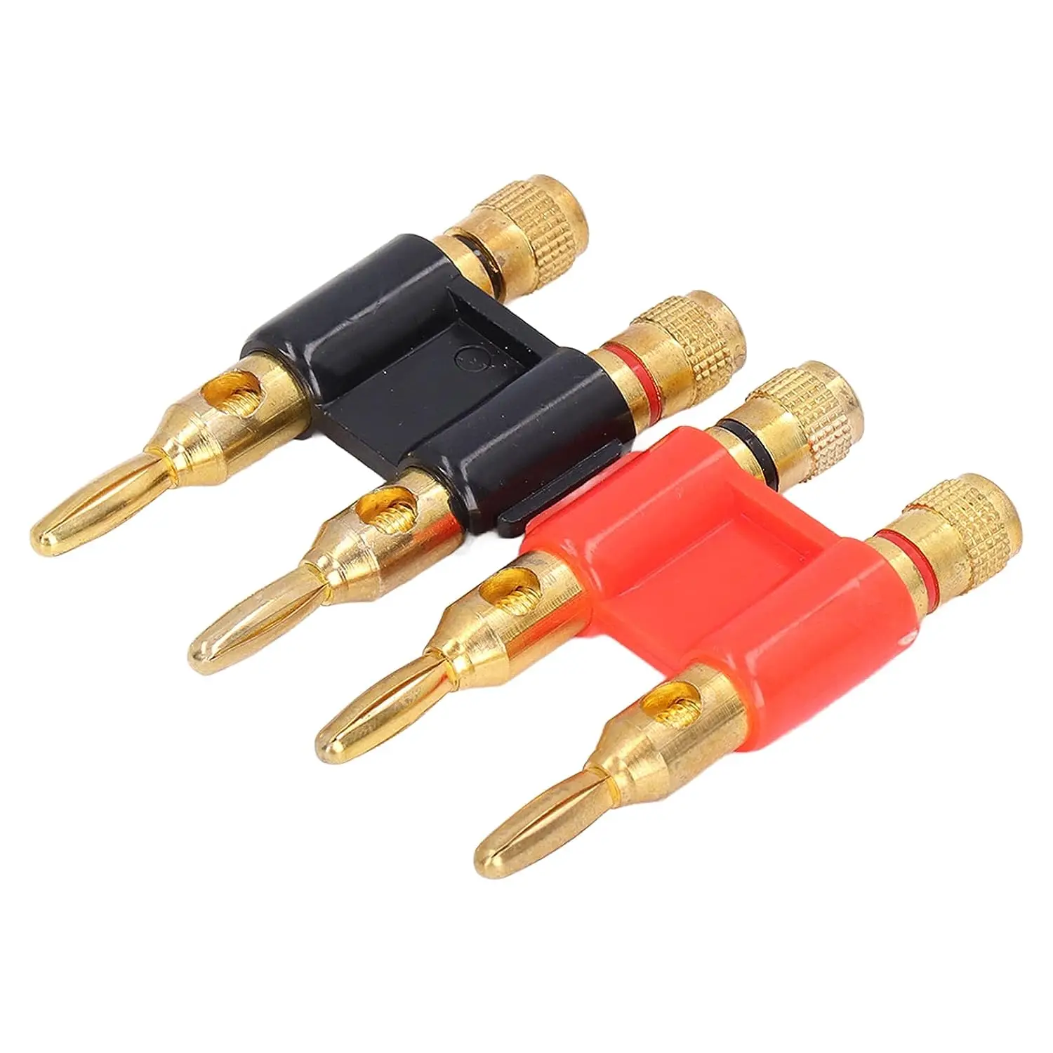 

2Pcs Stackable Dual Banana Banana Plugs for Speaker Wire, Banana Connectors for Speaker Wire, Brass Banana Plug 2 Way Banana Con