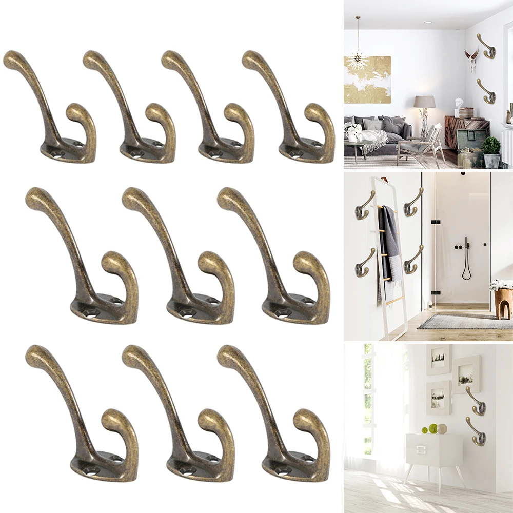 Bronze Dual Coat Hooks Wall Mounted Rack for Bathroom Kitchen