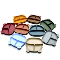Children's Silicone Dinner Tray Food Grade Drop Proof Baby Tableware Baby Complementary Compartment Tray Bear Tray 1