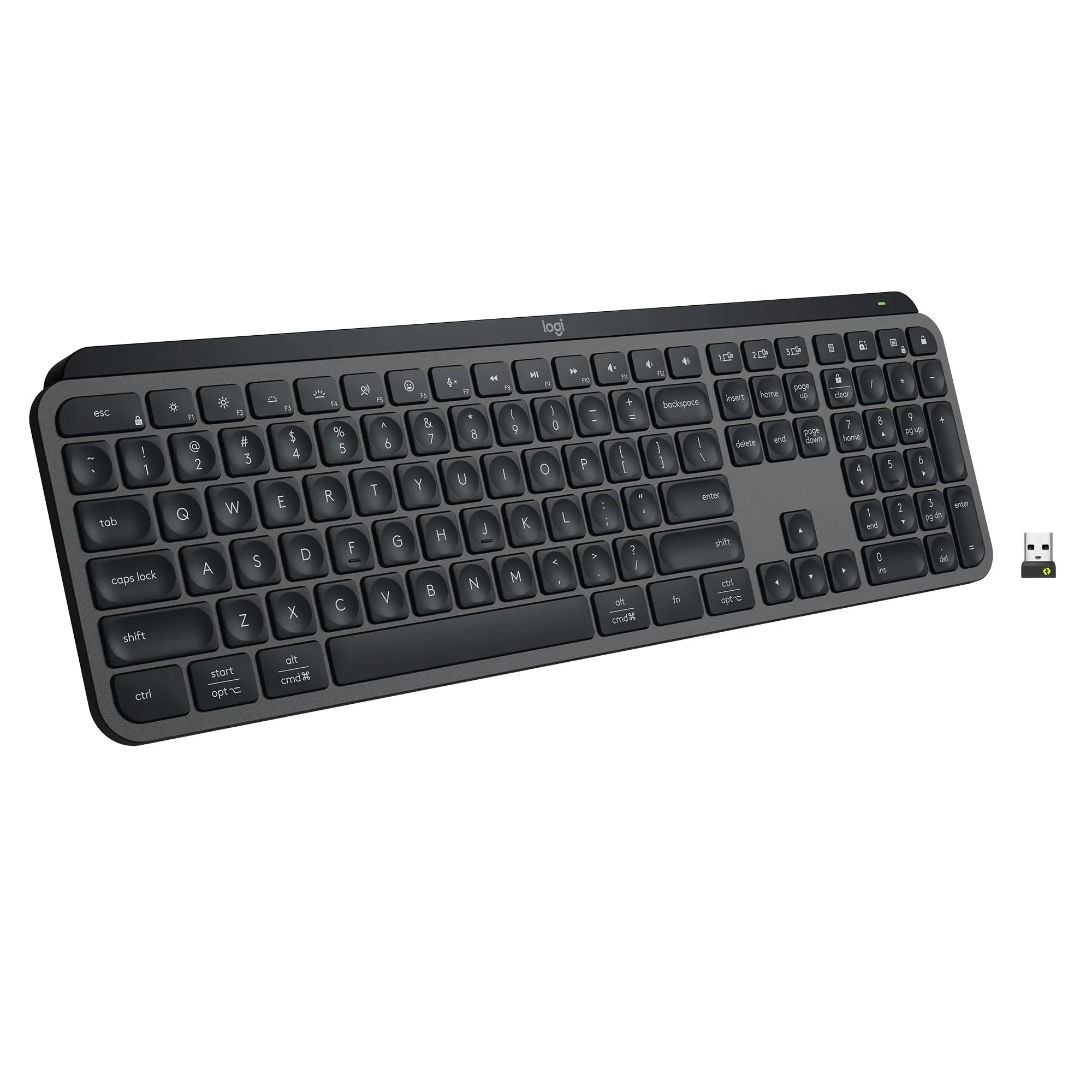 Бездротова Bluetooth-клавіатура Logitech MX Keys S, офісна клавіатура, ультратонка, повнорозмірна, з інтелектуальним підсвічуванням, звуковим сигналом, довговічна.