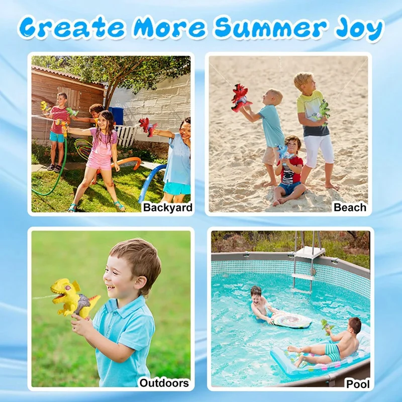 JB-Small Dinosaur Water Pistols, Water Fighting Games For Boys & Girls Toddlers In Swimming Pool Lawn